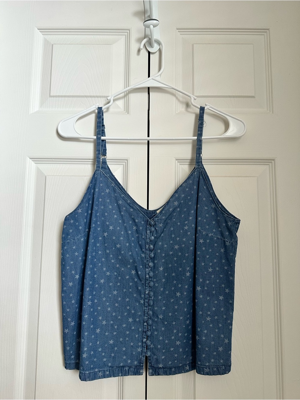 Madewell - Size 4 - Denim Star Print Button-Front Cami Top - Blue